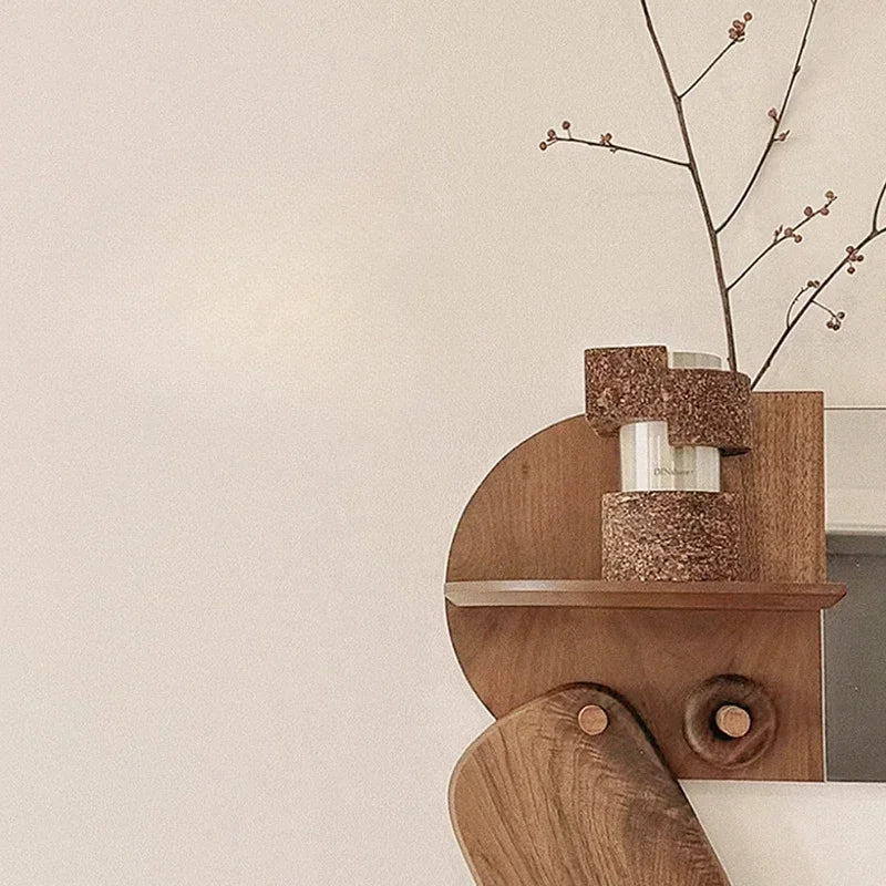 miroir mural en bois ovale design créatif et multifonction - vue 6 sur 7