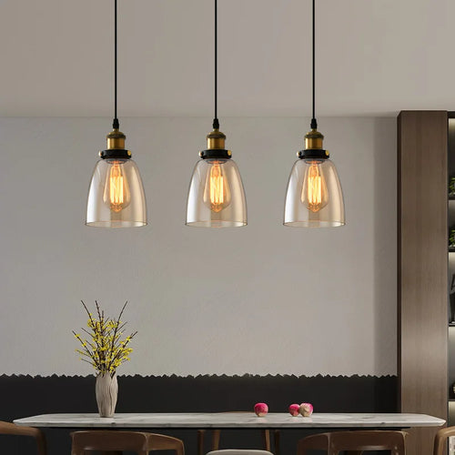 Suspension industriel vintage en verre fumé pour restaurant loft