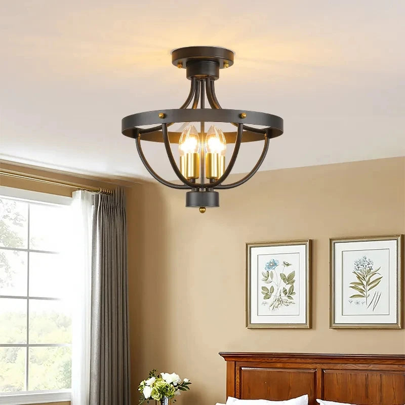 lustre style américain fer simple rétro pour restaurant et étude - vue 5 sur 8