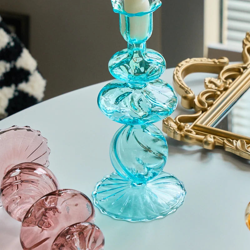 bougeoirs coniques en verre pour décoration intérieure et mariage - vue 4 sur 12