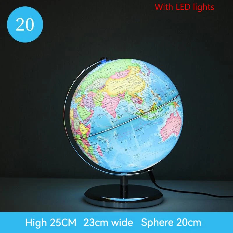 globe terrestre lumineux avec carte du monde éducative - vue 10 sur 10