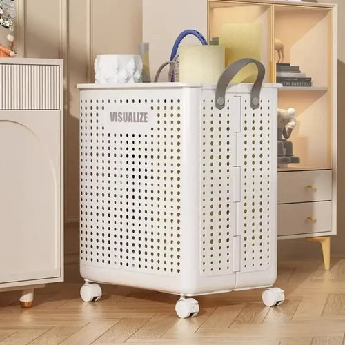 Foldable Laundry Basket, Large Capacity Mobile Laundry Basket,versatile and Durable,bedroom,bathroom,laundry Room, Snack Storage - vue 2 sur 12