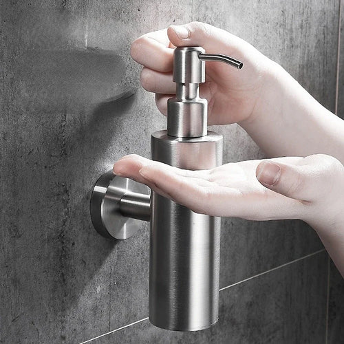 distributeur de savon mural en acier inoxydable 200 ml accessoires salle de bain - vue 2 sur 21