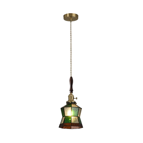 lustre antique de luxe suspendu en verre et laiton