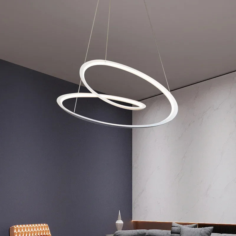suspension moderne à led avec anneau doré pour décoration intérieure - vue 4 sur 12
