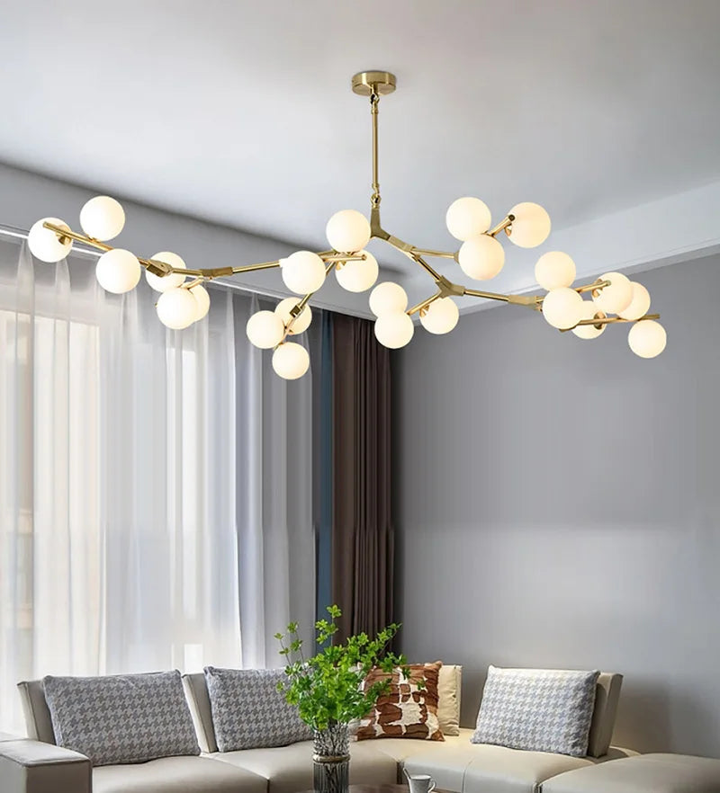 2024 Modern LED Chandelier Branches Style Glass Balls Ceiling Lamp Living Room Dining Room For Bedroom - vue 6 sur 12