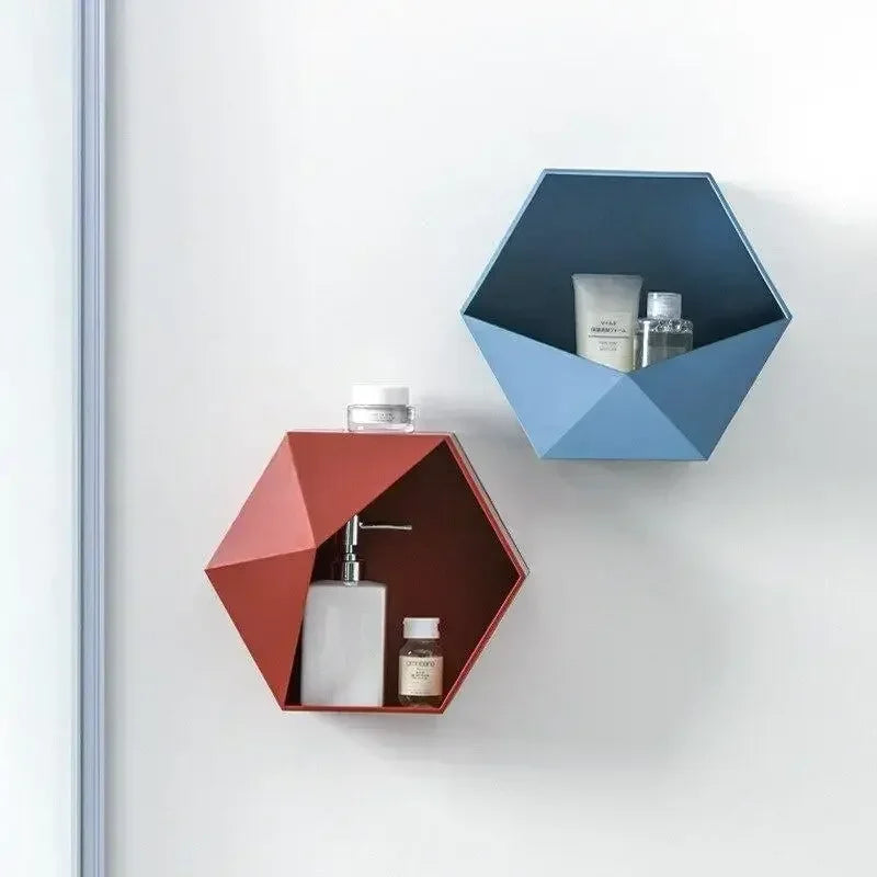 support mural en bois hexagonal pour livres et décorations - vue 4 sur 12