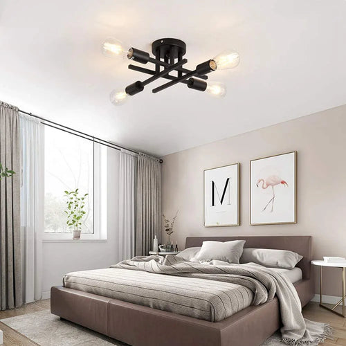 lustre spoutnik postmoderne en fer à tiges multiples pour maison
