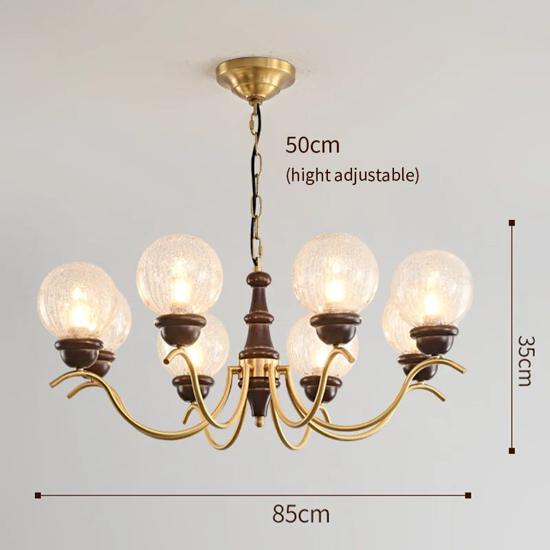 Lustre Luxe cuivre LED verre rond salon chambre décor intérieur salle à manger - vue 10 sur 12