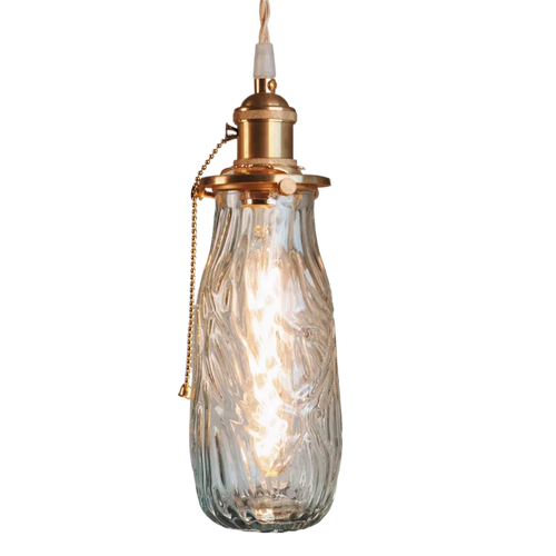 lustre nordique rétro en laiton avec interrupteur à tirage