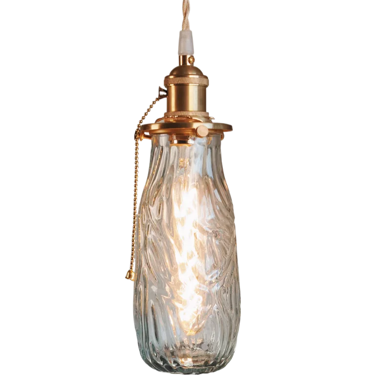 lustre nordique rétro en laiton avec interrupteur à tirage