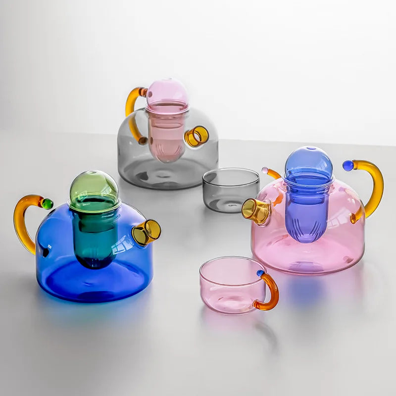 Théière verre résistant chaleur filtre intégré style minimaliste - vue 3 sur 6