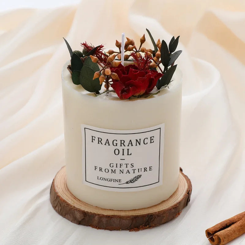 bougies parfumées romantiques en cire de soja avec fleurs séchées - vue 9 sur 10