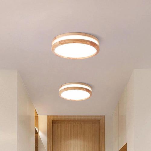 plafonnier led bois moderne nordique rond luminaire intérieur