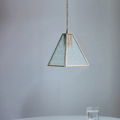 Suspension en verre transparent à motif géométrique - vue 3 sur 16