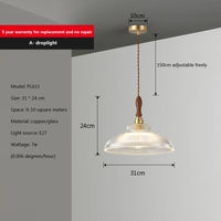 Suspension en verre pour salle à manger lustre d'îlot de cuisine moderne cuivre/bois Art Suspension lampe suspendue E27 Luminaire