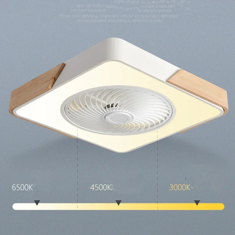 plafonnier moderne ventilateur led ultra mince télécommande design intelligent - vue 5 sur 7