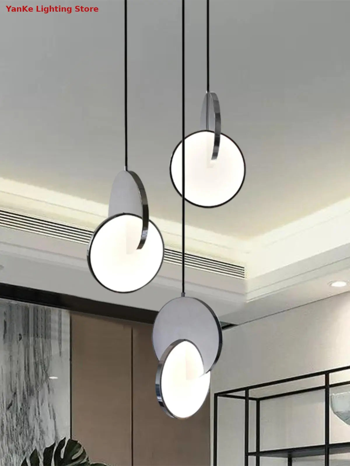 Nordic creative bar restaurant post-modern simple bedroom bedside designer single head net red light luxury art chandelier - vue 4 sur 13