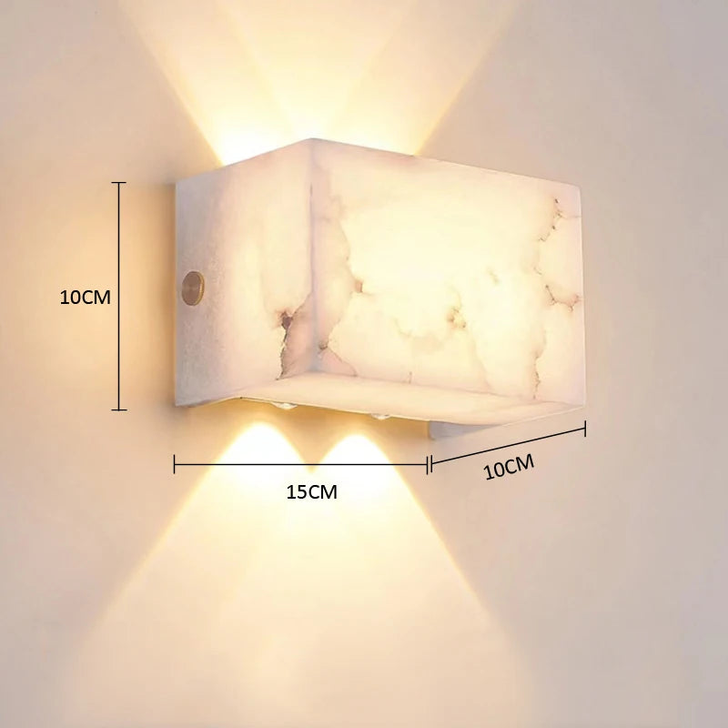 applique murale led moderne en marbre naturel et cuivre