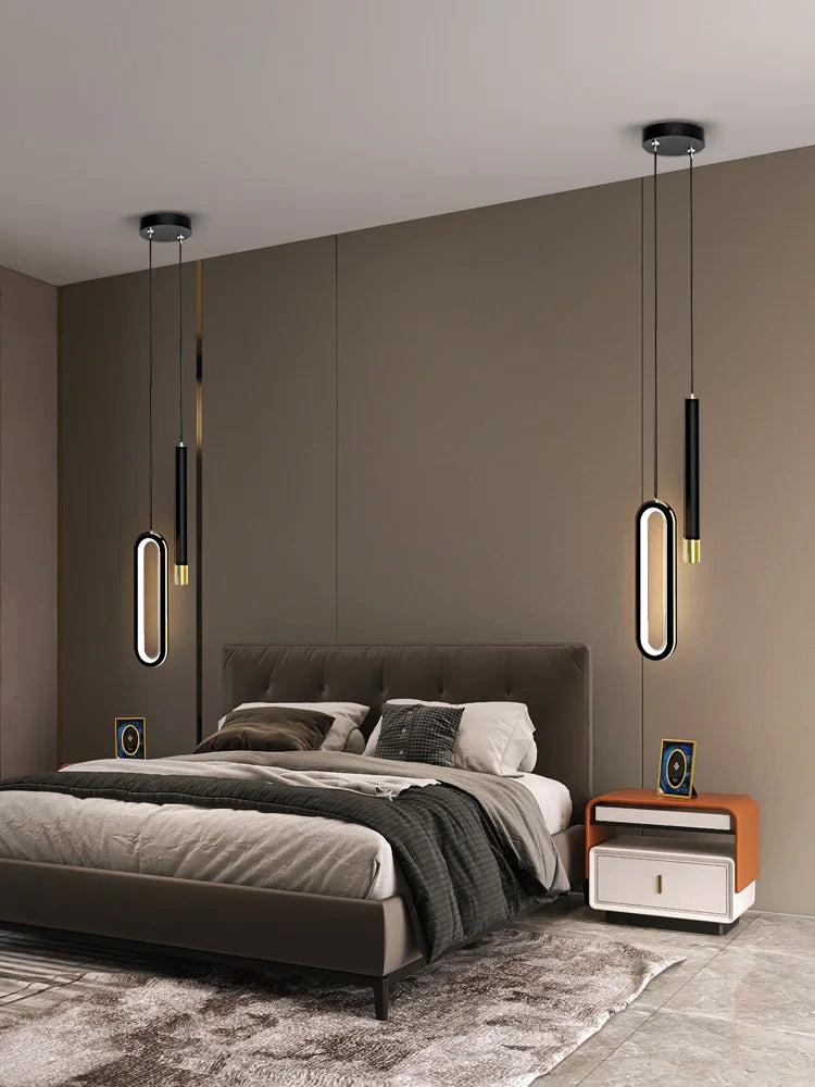 lustre moderne minimaliste nordique double tête longue ligne