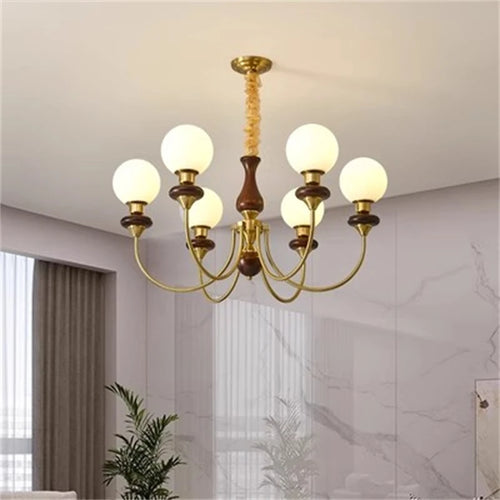 lustre rétro en métal et verre pour intérieur élégant - vue 2 sur 8