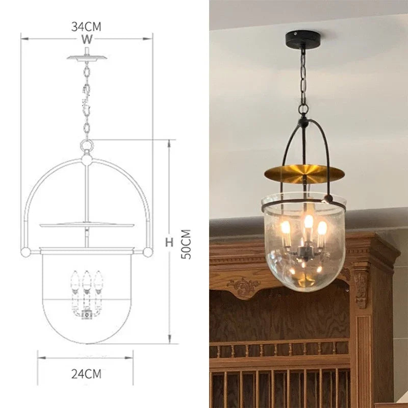 Scandinavian Glass Pendant Light Vintage Ceiling Hanging Lamp For Dining Room Bar Bedroom - vue 7 sur 7