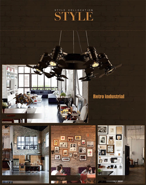 lustre industriel vintage à 6 têtes pour établissements commerciaux - vue 7 sur 6