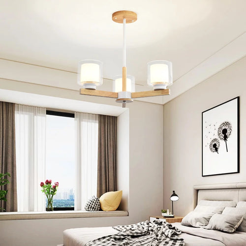 lustre en bois vintage à led pour intérieur rustique