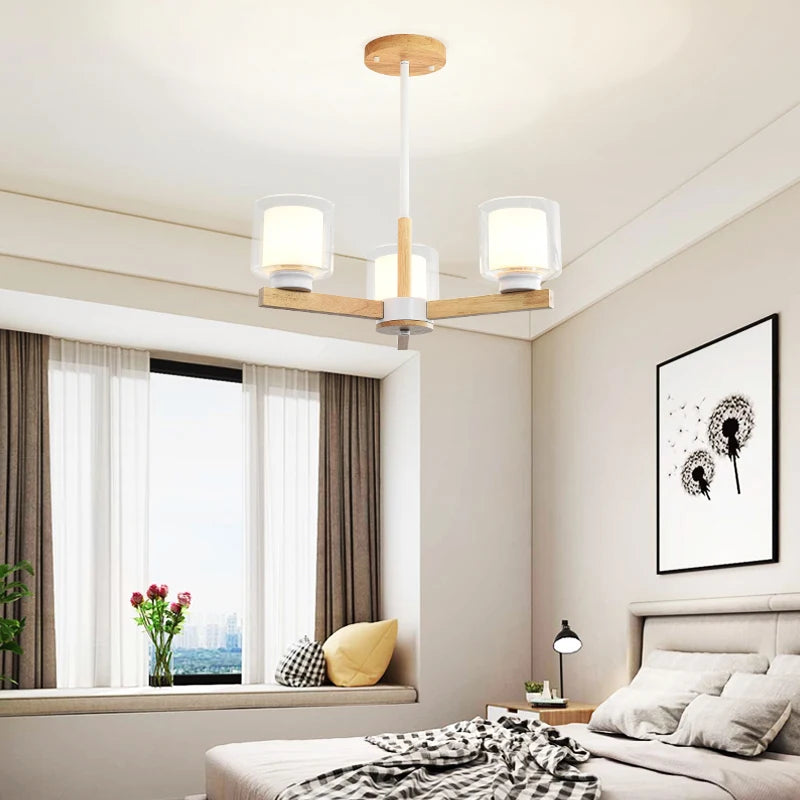 lustre en bois vintage à led pour intérieur rustique - vue 4 sur 14