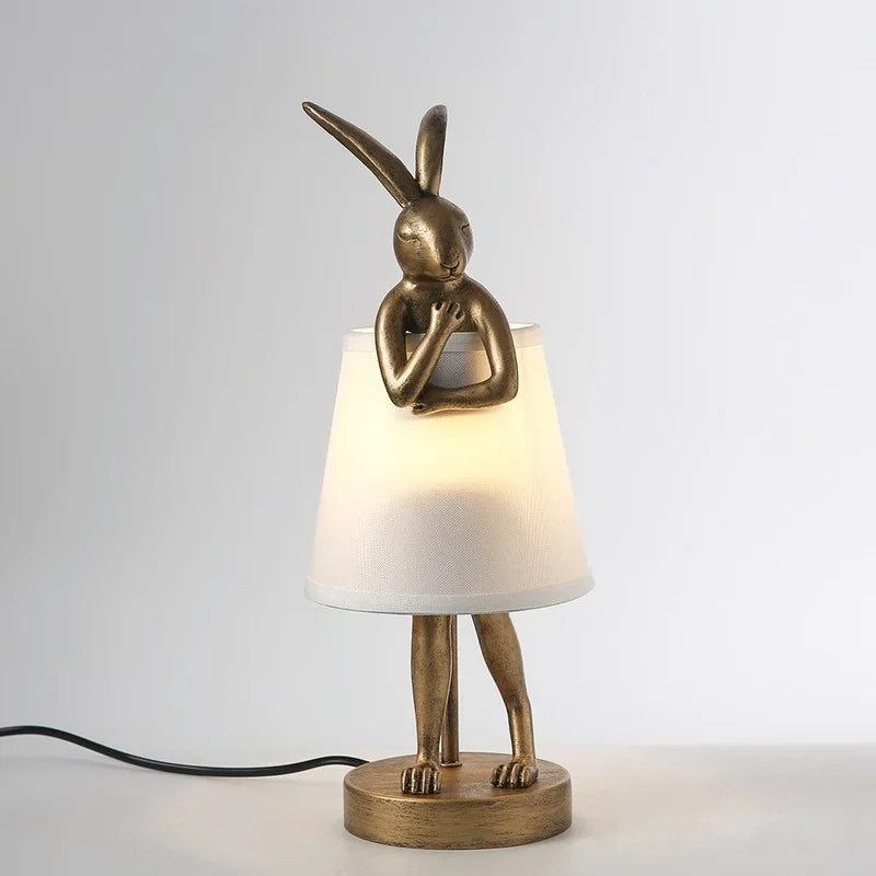 lampes de table lapin en résine décoration nordique créative - vue 4 sur 7