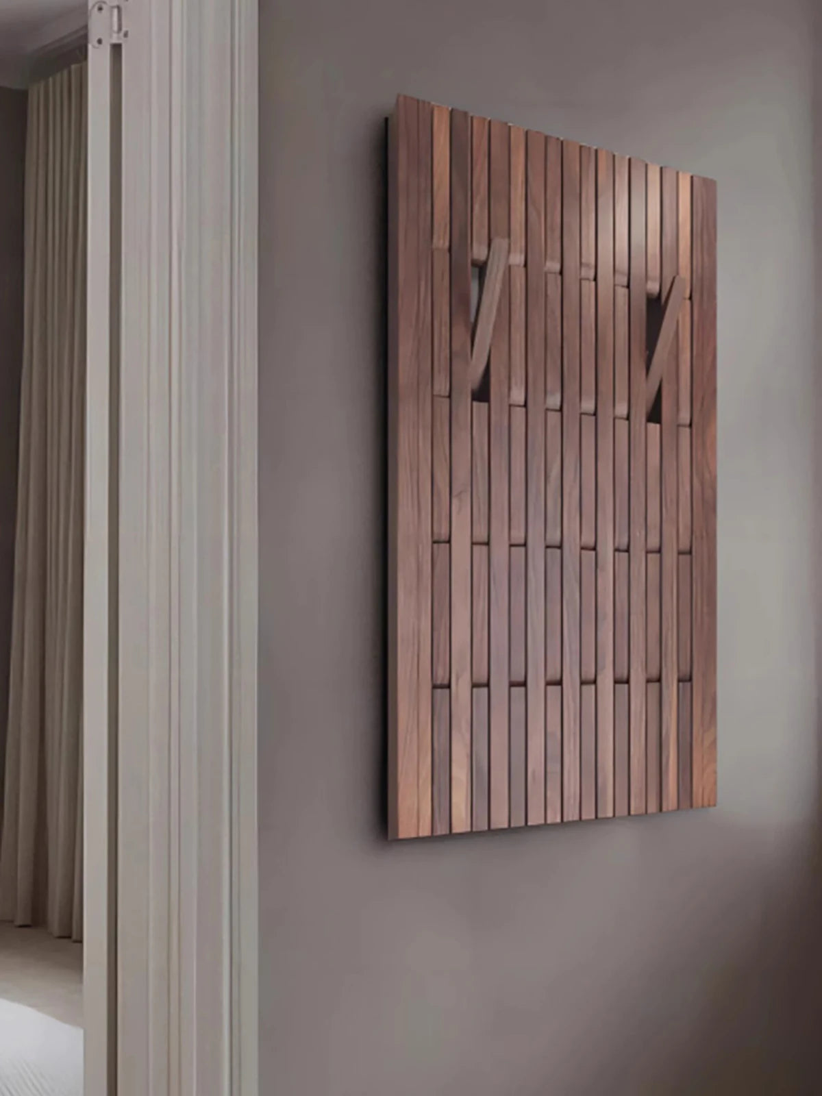 porte-manteau mural en bois pour vêtements et clés - vue 2 sur 18