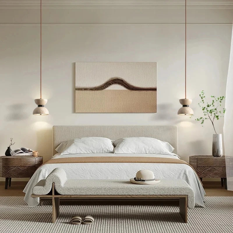 Rétro Pierre Naturelle Art Suspension Lumière Jaune Travertin LED Chambre Chevet Créatif Crème Nordique Décoration Éclairage - vue 5 sur 6