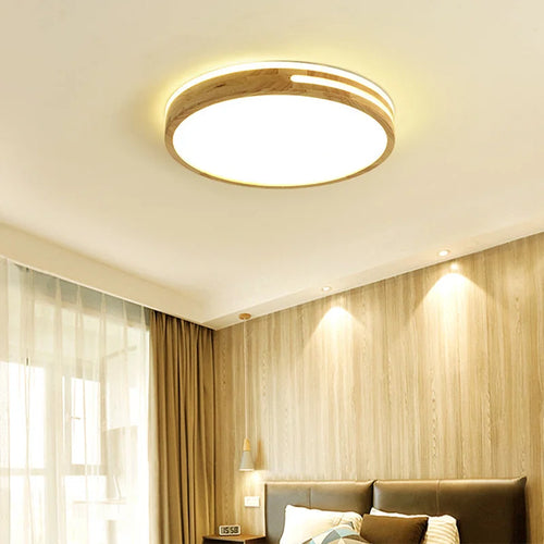 Modern minimalist wooden LED ceiling light decorative fixture - vue 4 sur 14