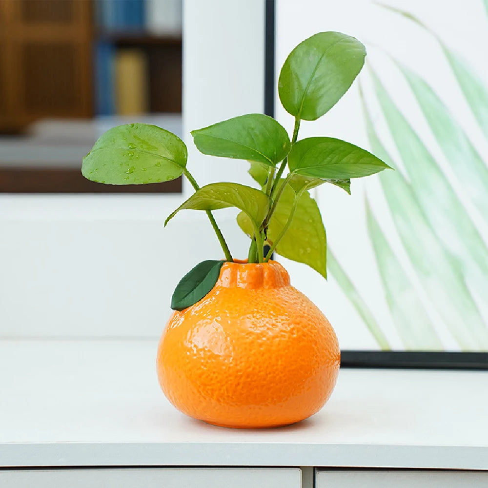 Ceramic Vase, Orange Vase for Home Decor,Decorative Vase Fruit Shape Vase Tabletop Decorative Vase Table Centerpieces Decoratio - vue 1 sur 7