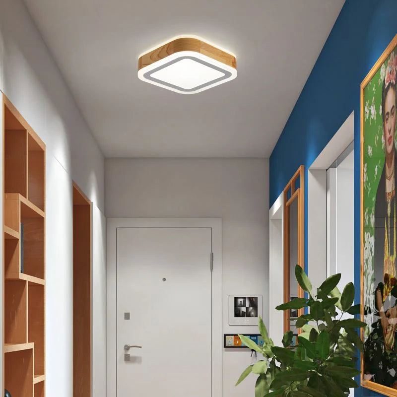 plafonnier led en bois moderne pour intérieur minimaliste - vue 7 sur 8