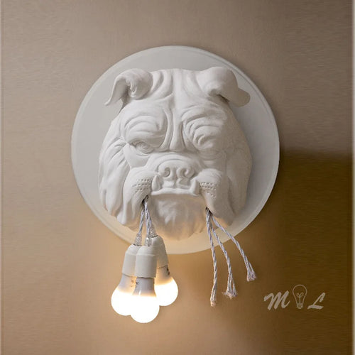 applique murale en résine décorative avec tête de chien nordique