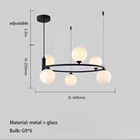 suspension moderne en verre avec fil réglable pour foyer