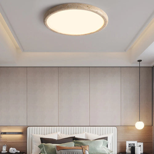 minimalist style natural stone LED ceiling light - vue 3 sur 7