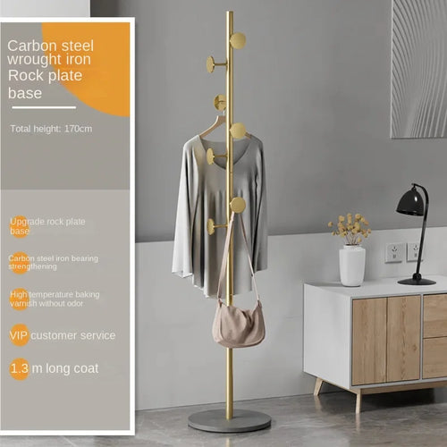 Floor To Floor Bedroom Light Luxury Rock Plate Base Metal Hanger, Marble Scarf and Bag Rack for Entering The Home Coat Rack - vue 16 sur 30