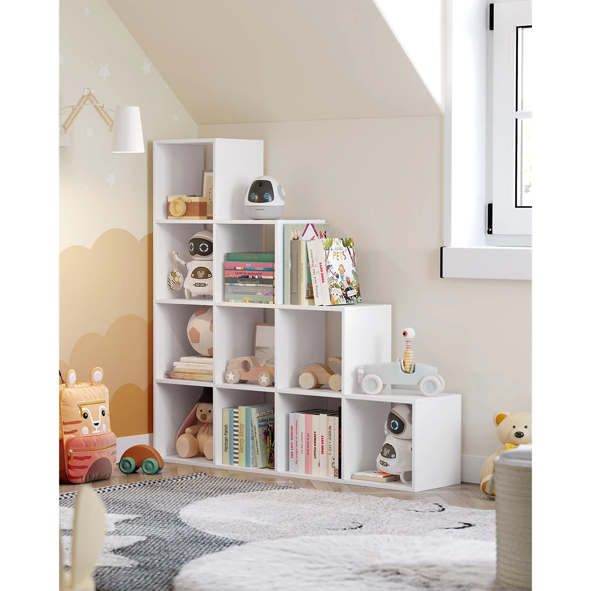 VASAGLE 10-Cube Bookcase, Bookshelf with Open Compartments, Storage Organiser for Decorations, Photos, Plants - vue 3 sur 8