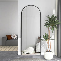CASSILANDO Arched Full Length Mirror 64" x 21", Floor Standing Mirror, Unique Vertical Mirror, Gold Metal Frame Mirror