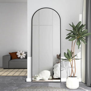 CASSILANDO Arched Full Length Mirror 64" x 21", Floor Standing Mirror, Unique Vertical Mirror, Gold Metal Frame Mirror