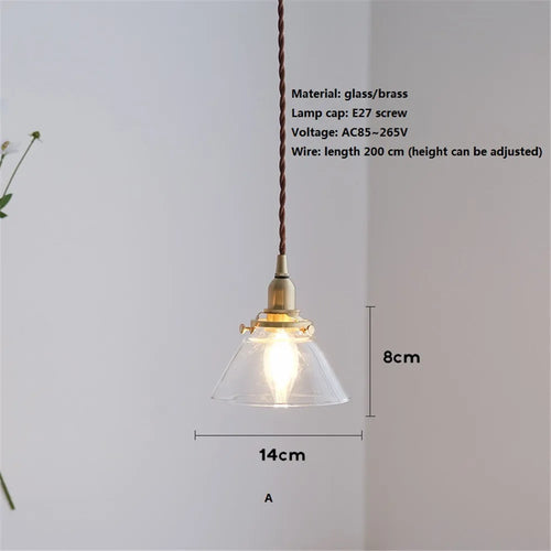 suspension en verre style américain luminaire rétro en laiton
