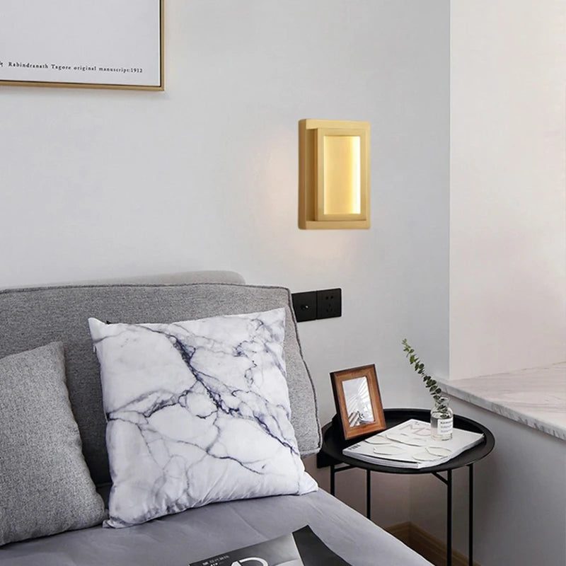 applique murale led rectangulaire en cuivre pour hôtel