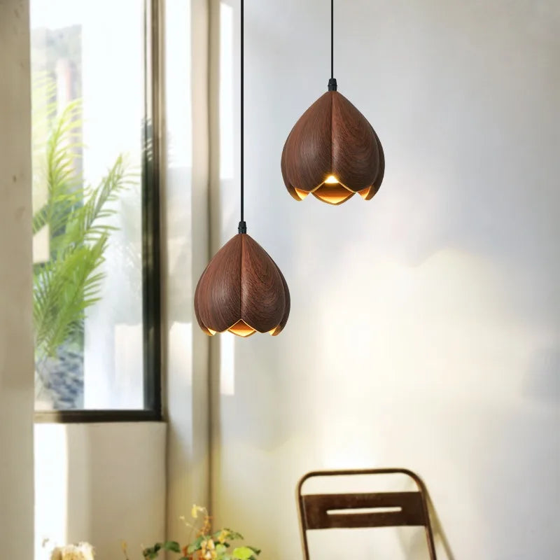 lustre suspendu moderne en bois de noyer fait main décoration maison
