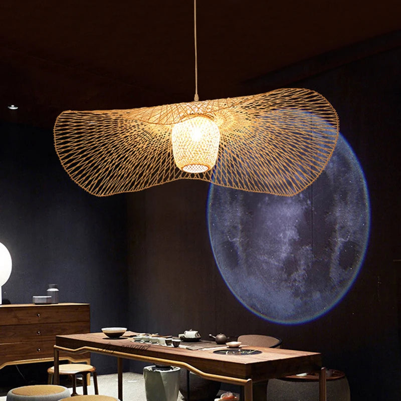 Style chinois LED E27 bambou lampes suspendues maison éclairage créatif pour Tatami salle à manger Restaurant Suspension Luminaire