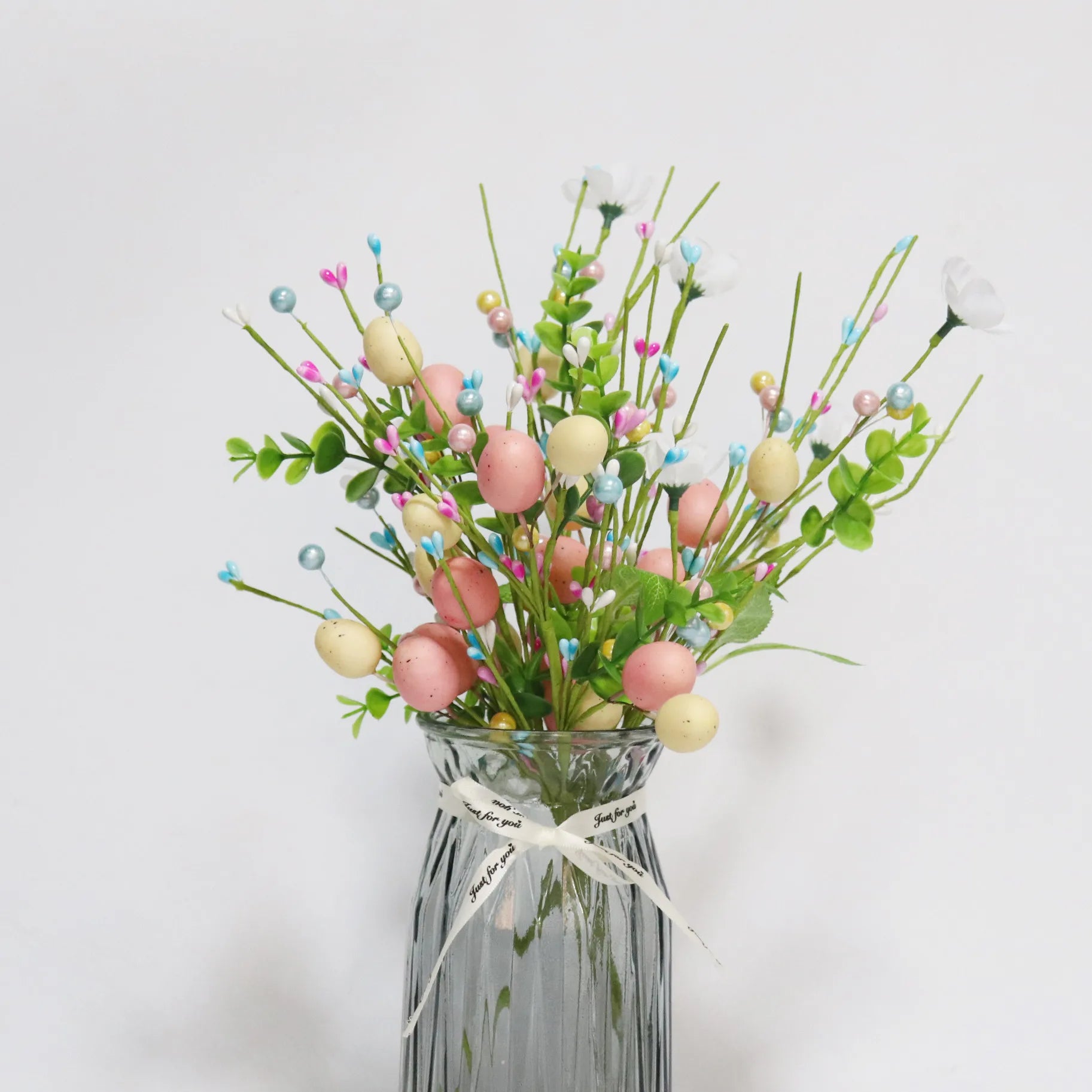 décoration œuf artificiel fleurs mousse pour pâques diy - vue 4 sur 17