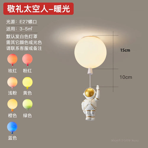 plafonnier led nordique créatif astronaute ballon pour enfants - vue 20 sur 21