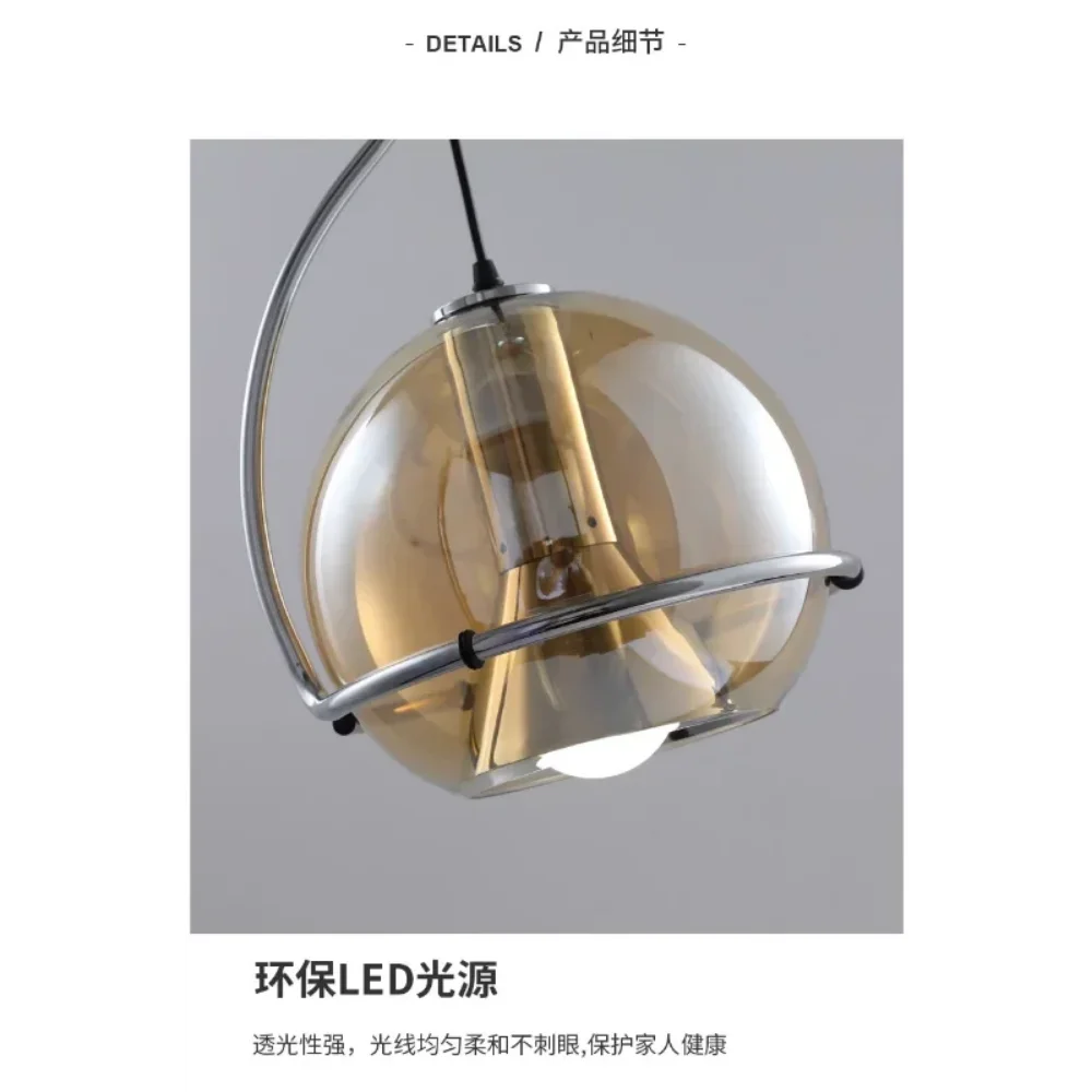 lustre boule en verre style nordique pour éclairage rétro - vue 7 sur 8