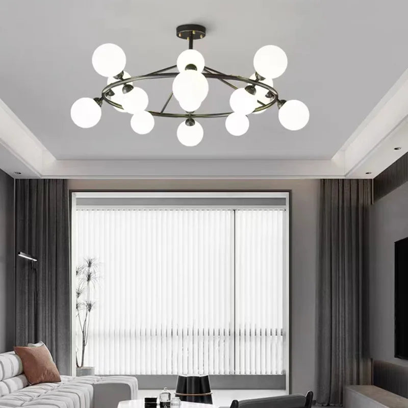 lustre moderne en acrylique et laiton noir doré pour éclairage intérieur - vue 3 sur 12
